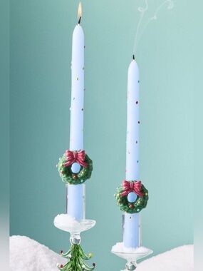 Anthropologie Festive Icon Taper Candles, Wreath, Set of 2